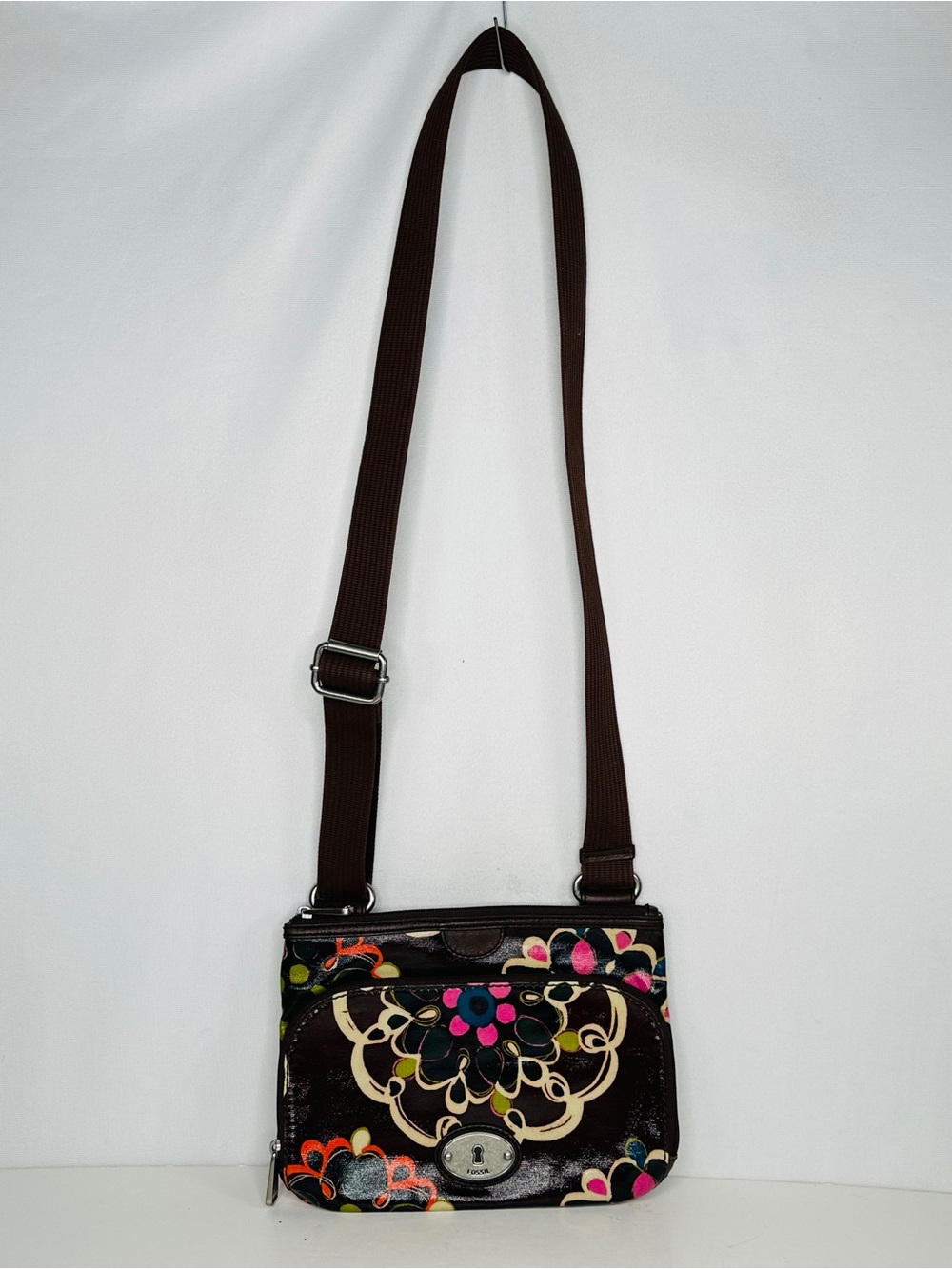 Fossil Vintage Key-Per Crossbody Floral Coated Canvas Colorful - Picture 3 of 10